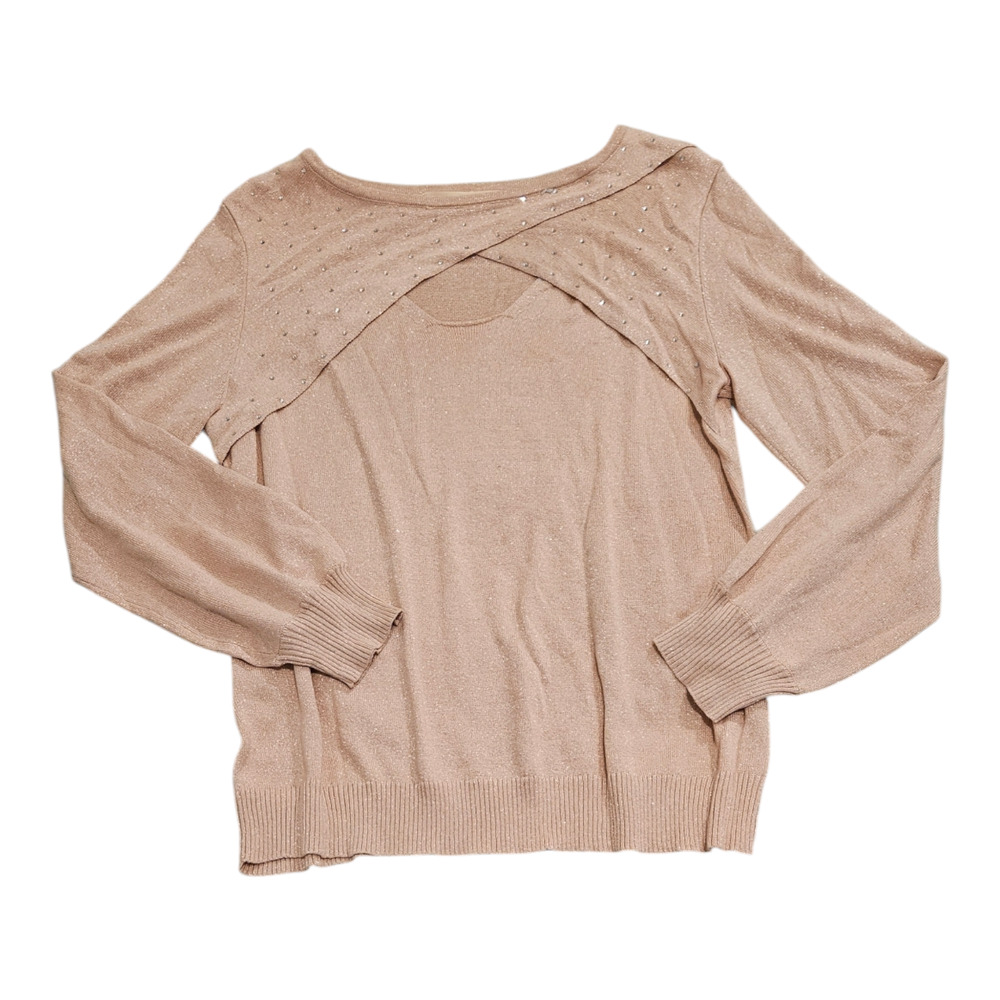Emaline Medium Beige Long Sleeve Pullover Shirt